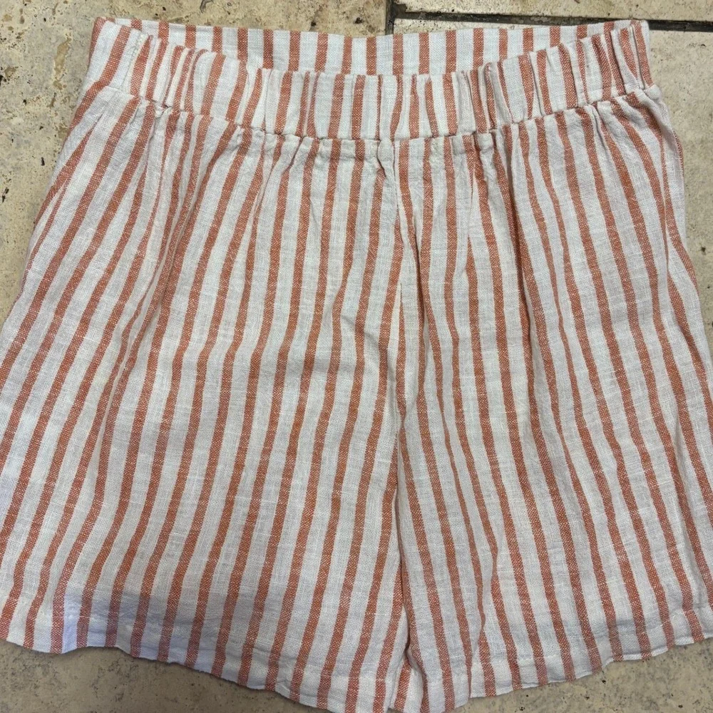 Copper‎ Key Girls Orange White Striped Linen Blend Wrap Skort Size Medium